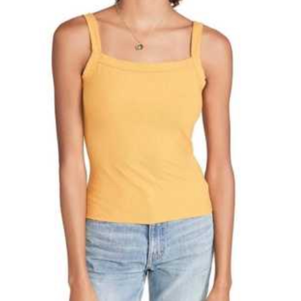 Daydreamer Yellow Fitted Camisole Tank Top Women's Small Marigold Yellow Shirt